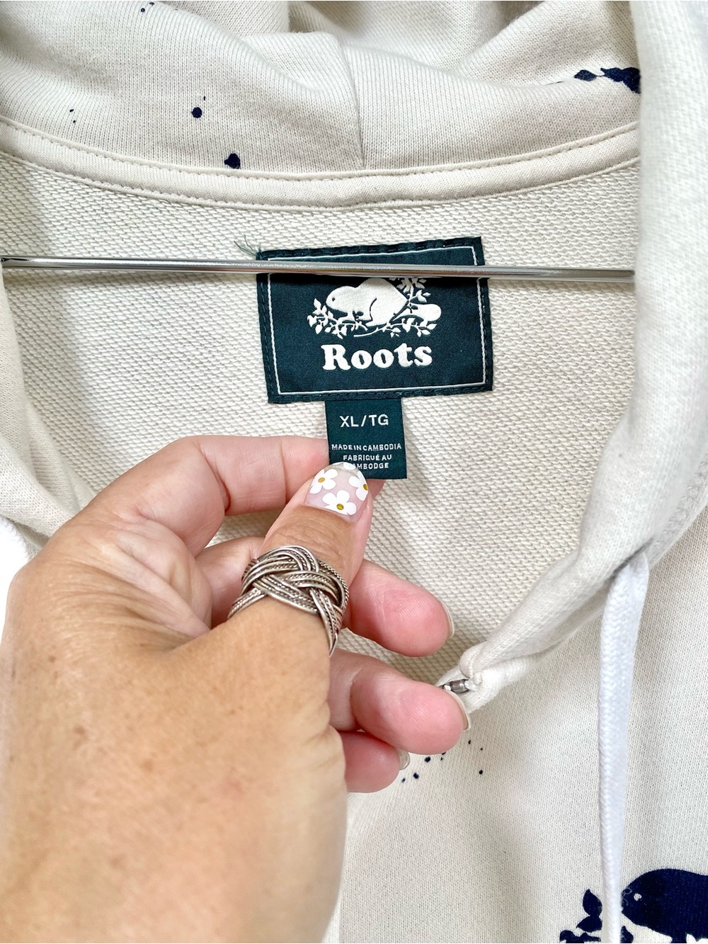 ROOTS Artisan paint splatter full zip kanga hoody cottagecore cabin vacay vibe - Picture 5 of 16
